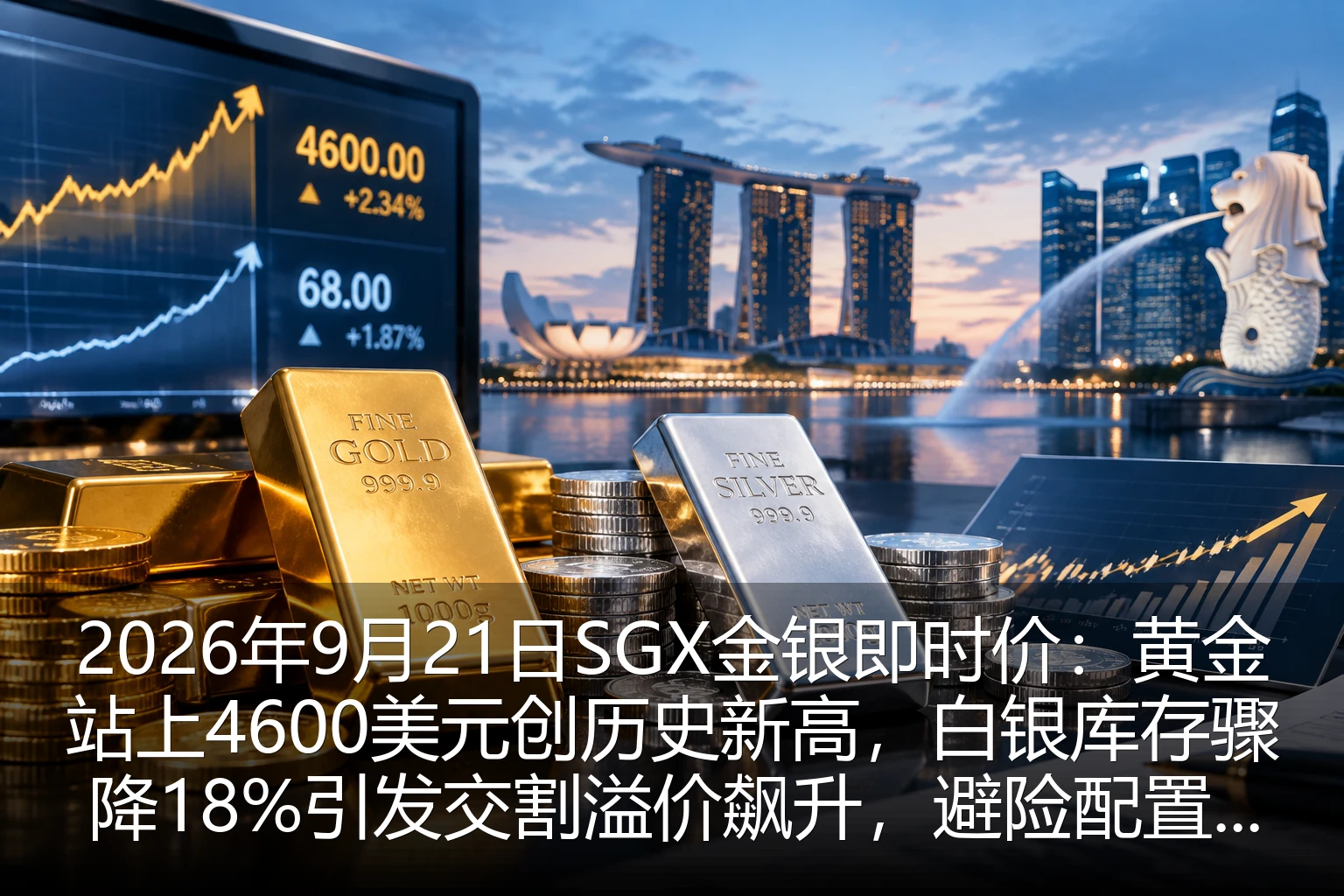 2026年9月21日SGX金银即时价：黄金站上4600美元创历史新高，白银库存骤降18%引发交割溢价飙升，避险配置窗口已至